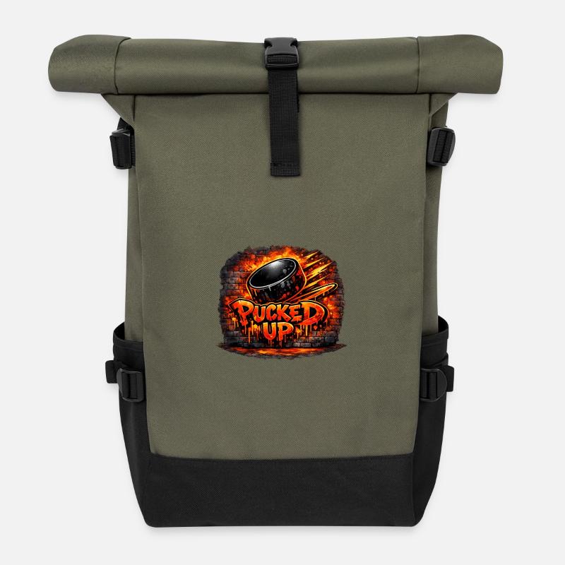 Firepuck Graffiti - Roll Top Backpack - olive/black