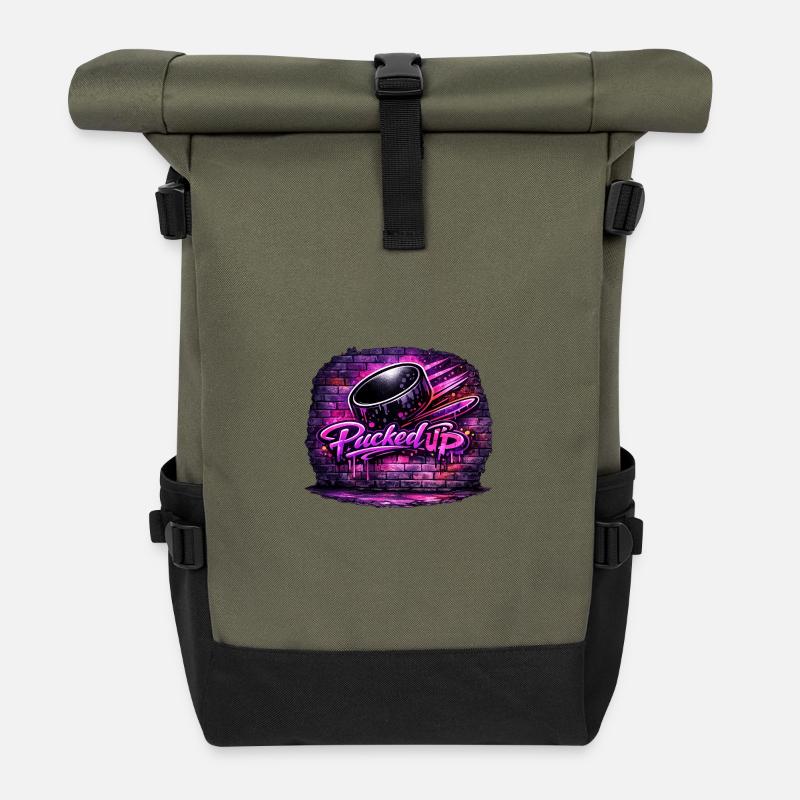 Picked Up Neon Graffiti - Rolltop Rucksack - Olive/Schwarz