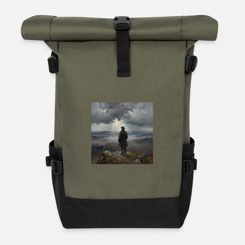 Blick in den Nebelberge - Rolltop Rucksack - Olive/Schwarz