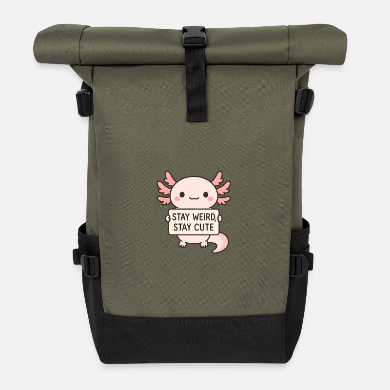 Bleib komisch, bleib süß - Rolltop Rucksack - Olive/Schwarz
