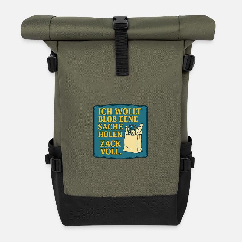 Ich_wollt_bloss_eene_sache_holen - Sac à dos roll top - olive/noir