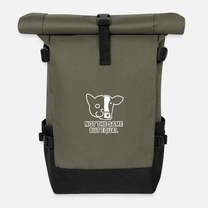 Vache chat - Sac à dos roll top - olive/noir