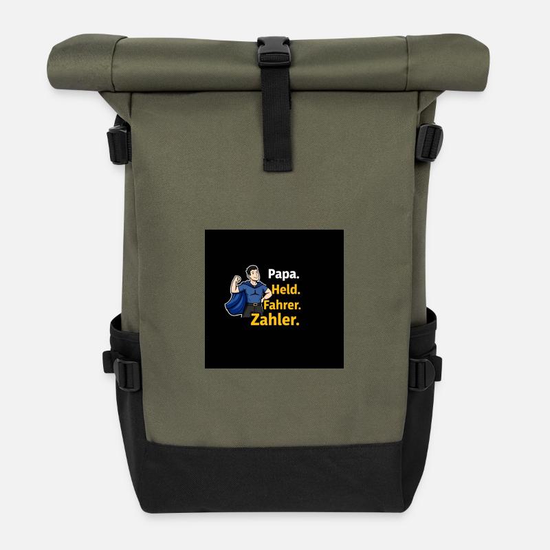 Papa Held Fahrer Zähler Cartoon - Rolltop Rucksack - Olive/Schwarz