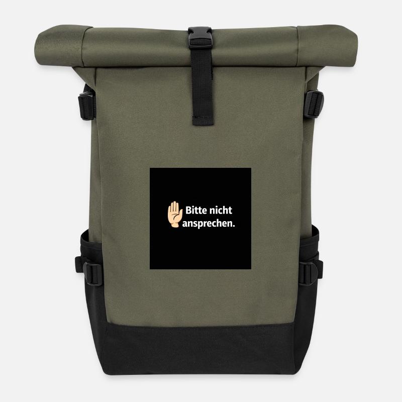 Bitte nicht ansprechen Grenzsignal - Rolltop Rucksack - Olive/Schwarz