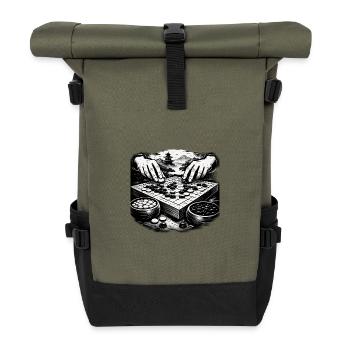 Go Board Game – Zen Strategy Illustration - Roll Top Backpack - olive/black - Front