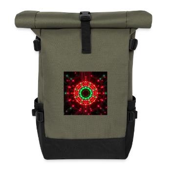Neon Mandala Tech Zentrum - Rolltop Rucksack - Olive/Schwarz - Vorne