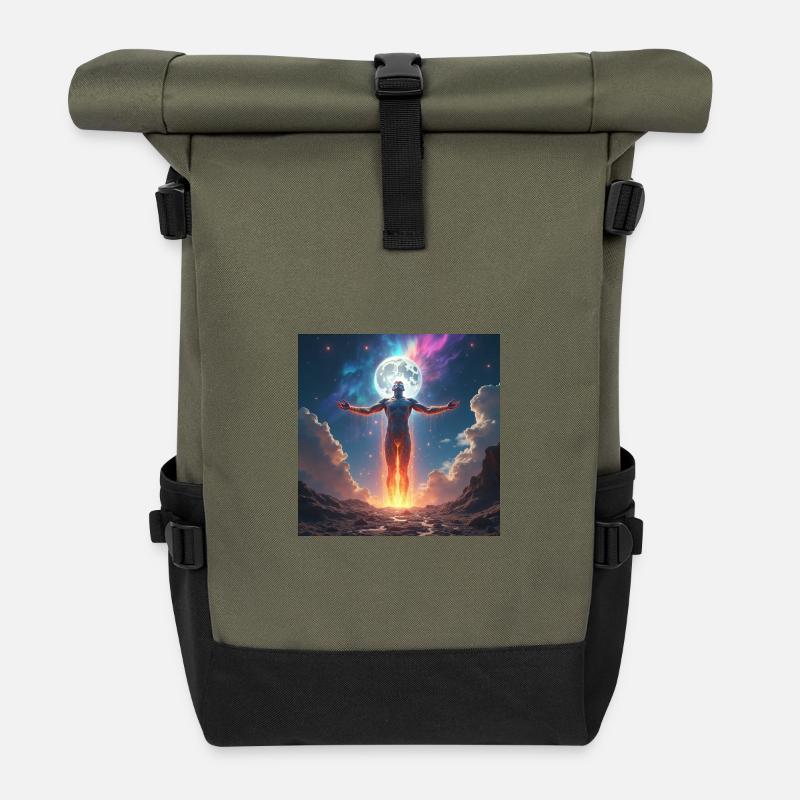 Mondfeuer Muskelheld - Rolltop Rucksack - Olive/Schwarz