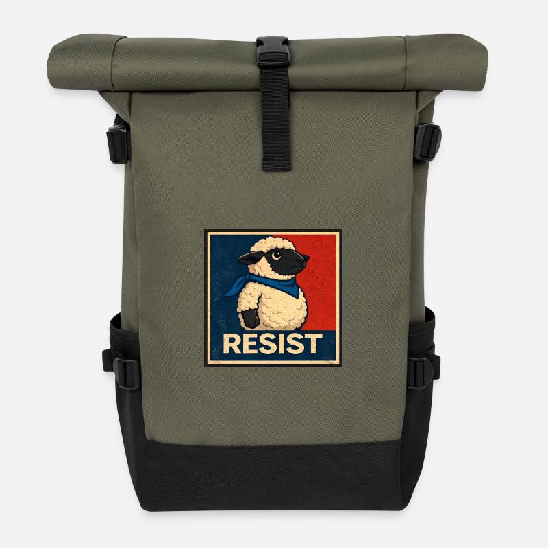 Resistance Lamb Poster - Roll Top Backpack - olive/black