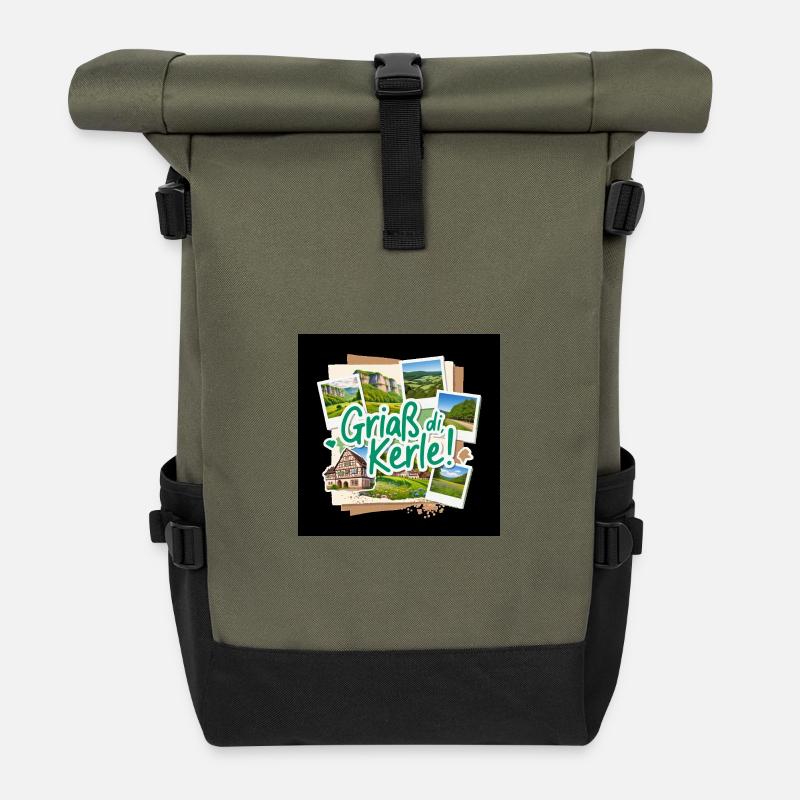 Hello guys! Bavarian landscape - Roll Top Backpack - olive/black