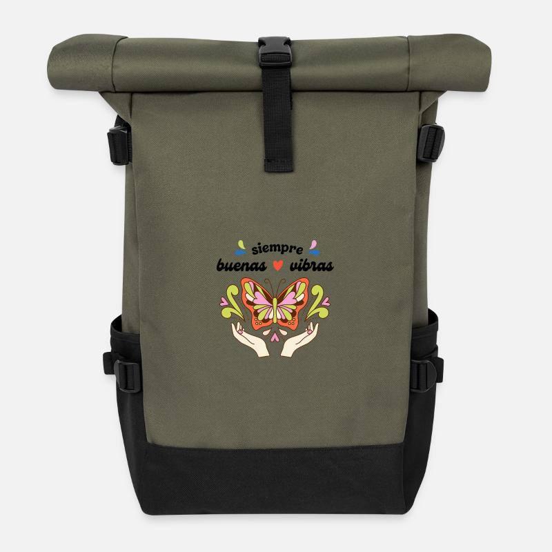 Always - good - vibes - Roll Top Backpack - olive/black