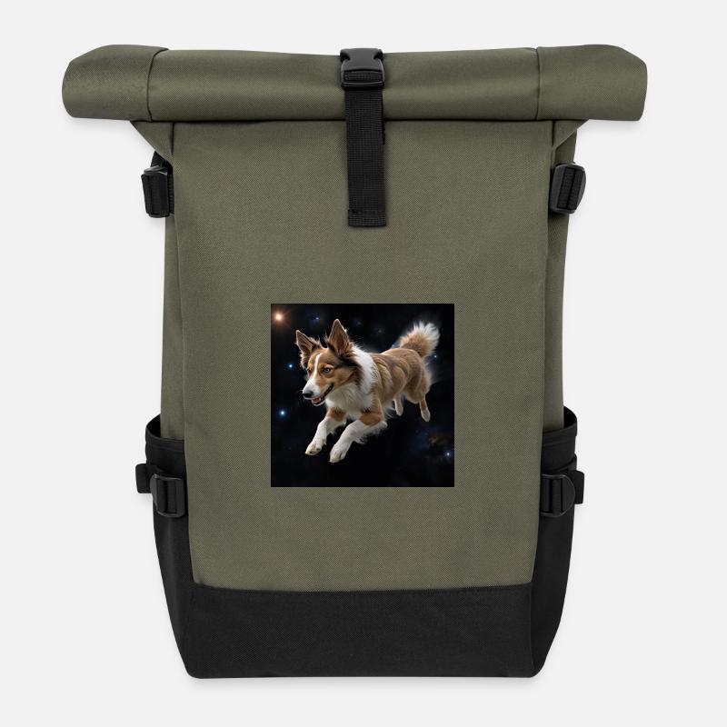 Border collie - Rolltop Rucksack - Olive/Schwarz