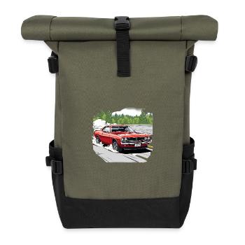 Klassische Auto-Drift in Rot - Rolltop Rucksack - Olive/Schwarz - Vorne