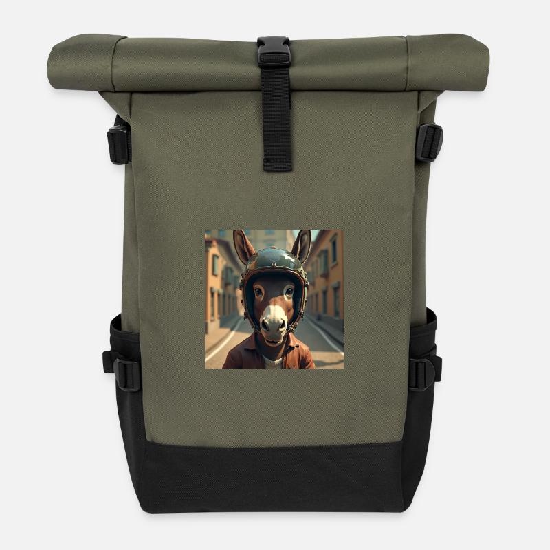 Biker-Esel - Rolltop Rucksack - Olive/Schwarz
