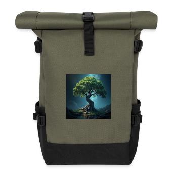Bunter Baum des Lebens. - Rolltop Rucksack - Olive/Schwarz - Vorne