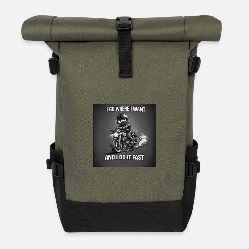 I go where I want - Roll Top Backpack - olive/black