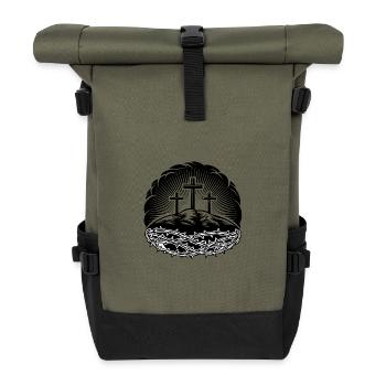 Crown of Thorns + Cross Christian Motif - Roll Top Backpack - olive/black - Front