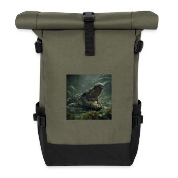 KRASS! Das wilde Krokodil - Rolltop Rucksack - Olive/Schwarz - Vorne