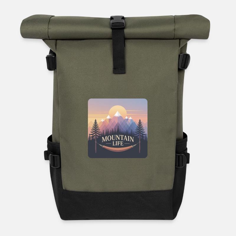 Mountain Life - Rolltop Rucksack - Olive/Schwarz