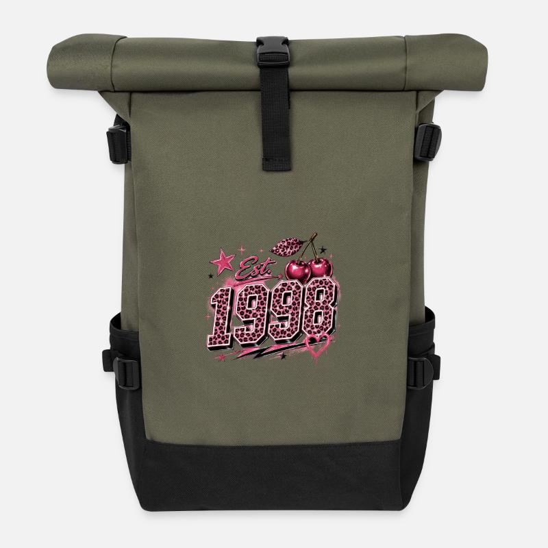 Est. 1998 Pink Leopard Birthyear - Roll Top Backpack - olive/black