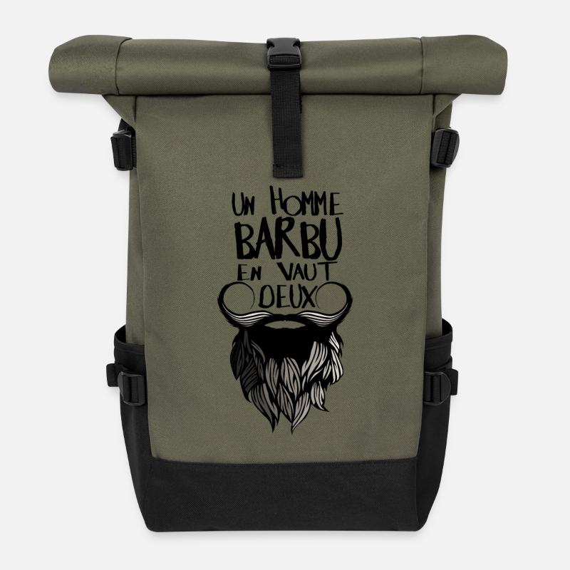 Zitat bärtiger Mann ist zwei Humor Bart trol wert - Rolltop Rucksack - Olive/Schwarz