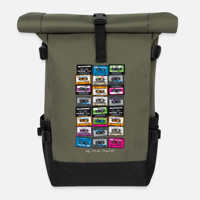 My First Playlist-hip hop - Sac à dos roll top - olive/noir