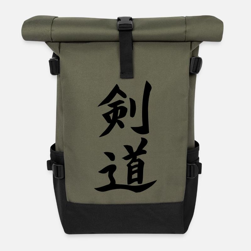 Kendo Kanji - Rolltop Rucksack - Olive/Schwarz