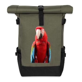 Papageien T-shirt Geschenk - Rolltop Rucksack - Olive/Schwarz - Vorne