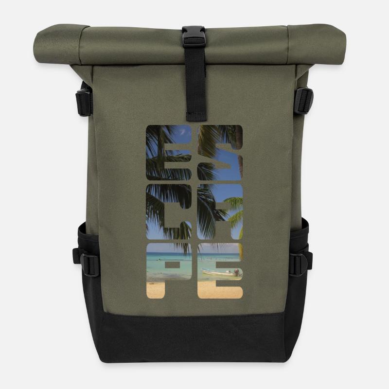 Escape Beach - Roll Top Backpack - olive/black