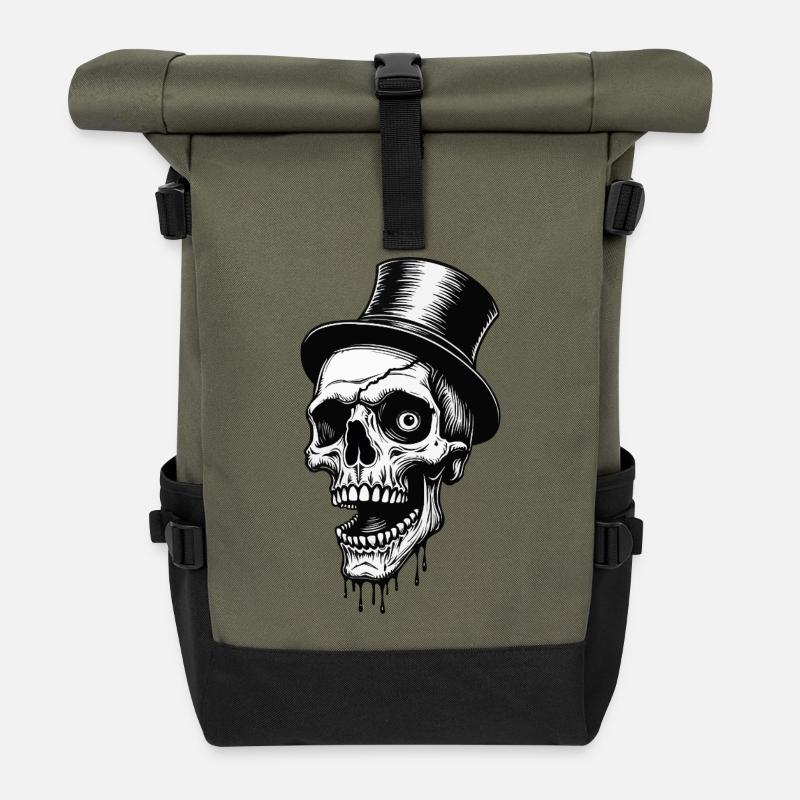 Zylinder Schaedel - Rolltop Rucksack - Olive/Schwarz