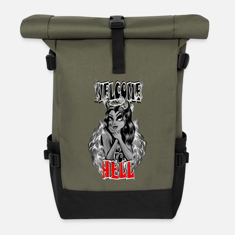 Teufelsfrau - Rolltop Rucksack - Olive/Schwarz