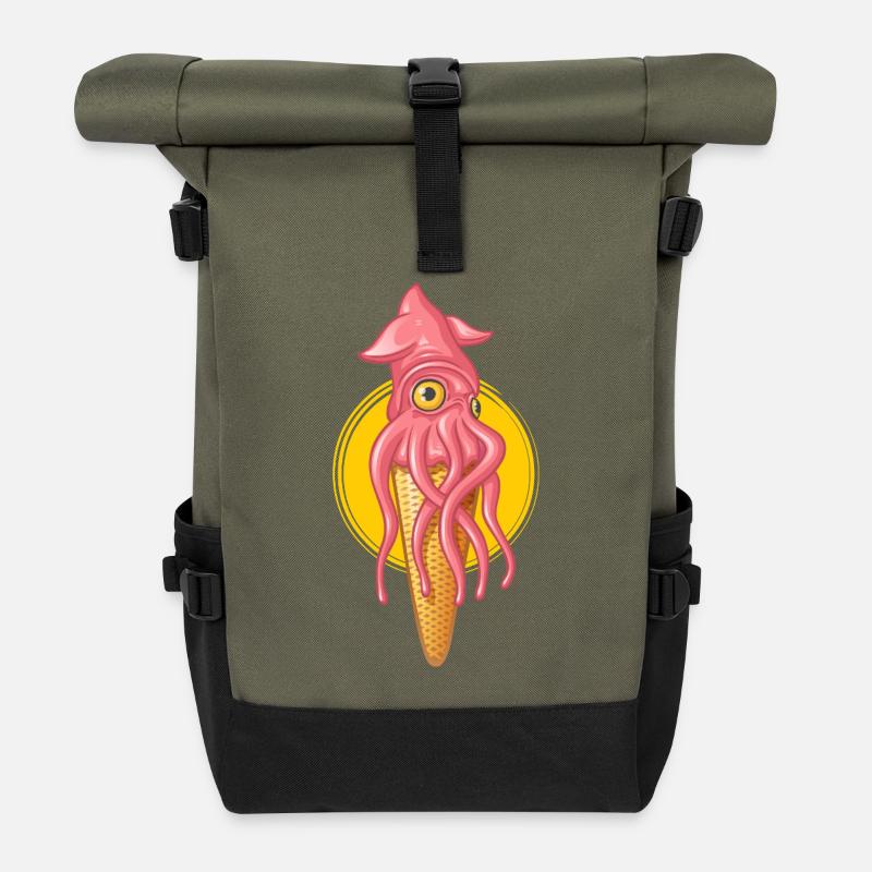 Glace encornet - Roll Top Backpack - olive/black