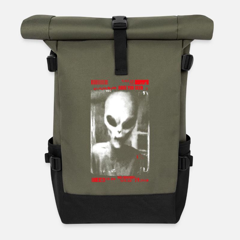 Have you seen this creature? - Rolltop Rucksack - Olive/Schwarz
