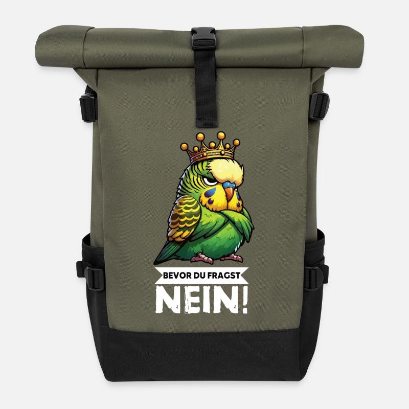 Bevor Du Fragst Wellensittich Vogel Welli Wellis  - Rolltop Rucksack - Olive/Schwarz