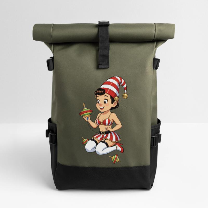 Leprechaun-Mädchen mit Kreisel Rolltop Rucksack