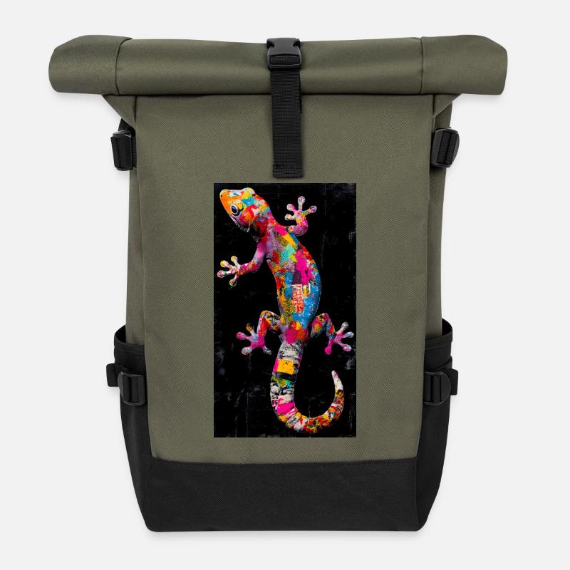 Gecko - Roll Top Backpack - olive/black