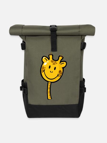 Smiley Giraffe - Rolltop Rucksack - Olive/Schwarz
