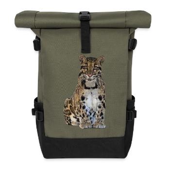 Clouded leopard - Roll Top Backpack - olive/black - Front