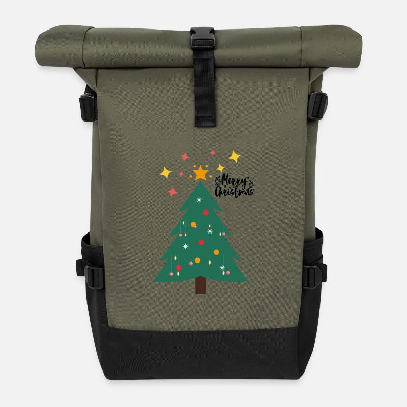Weihnachtsbaum - Christbaum - Rolltop Rucksack - Olive/Schwarz