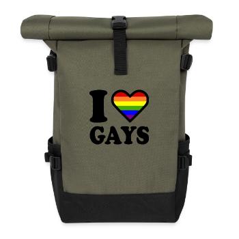 I love gays - Roll Top Backpack - olive/black - Front