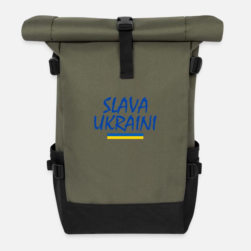 Slava ukraini - Rolltop Rucksack - Olive/Schwarz