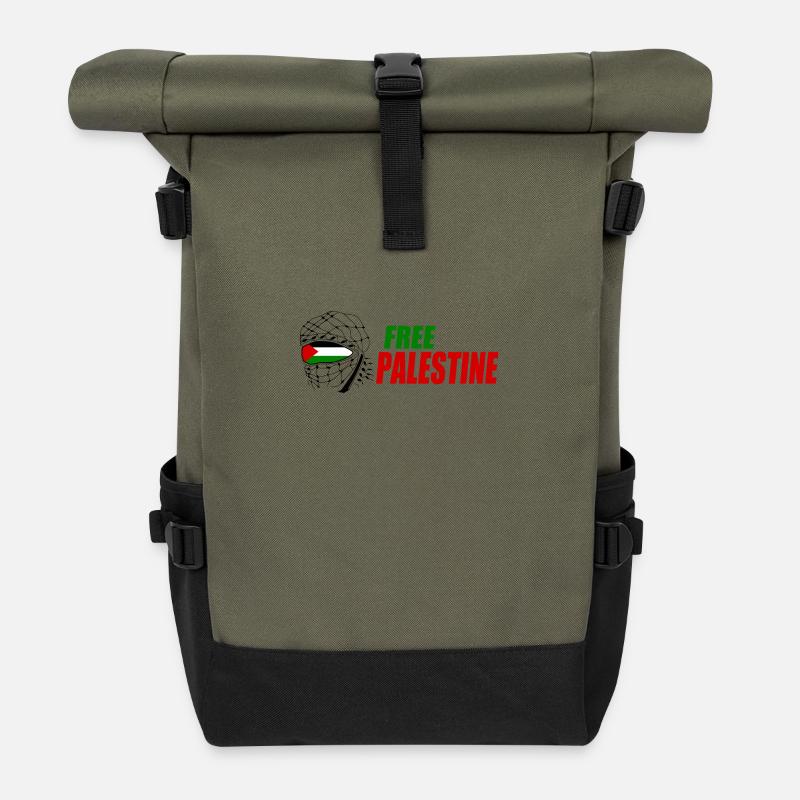 Free palestine - Roll Top Backpack - olive/black