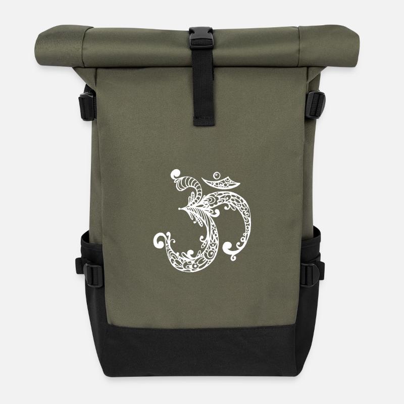 Om sign - Roll Top Backpack - olive/black
