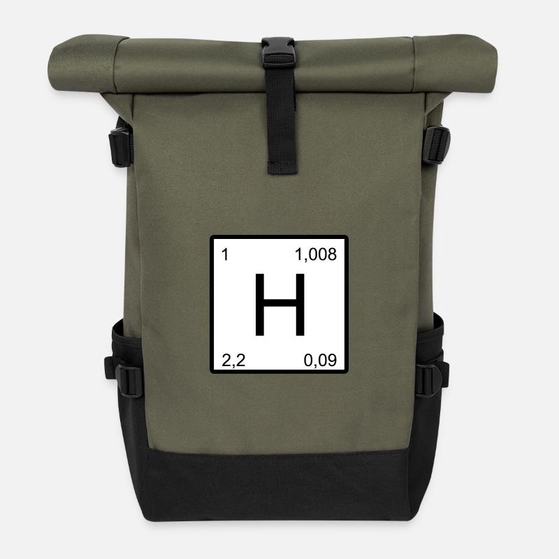 Hydrogen Symbol Design - Roll Top Backpack - olive/black
