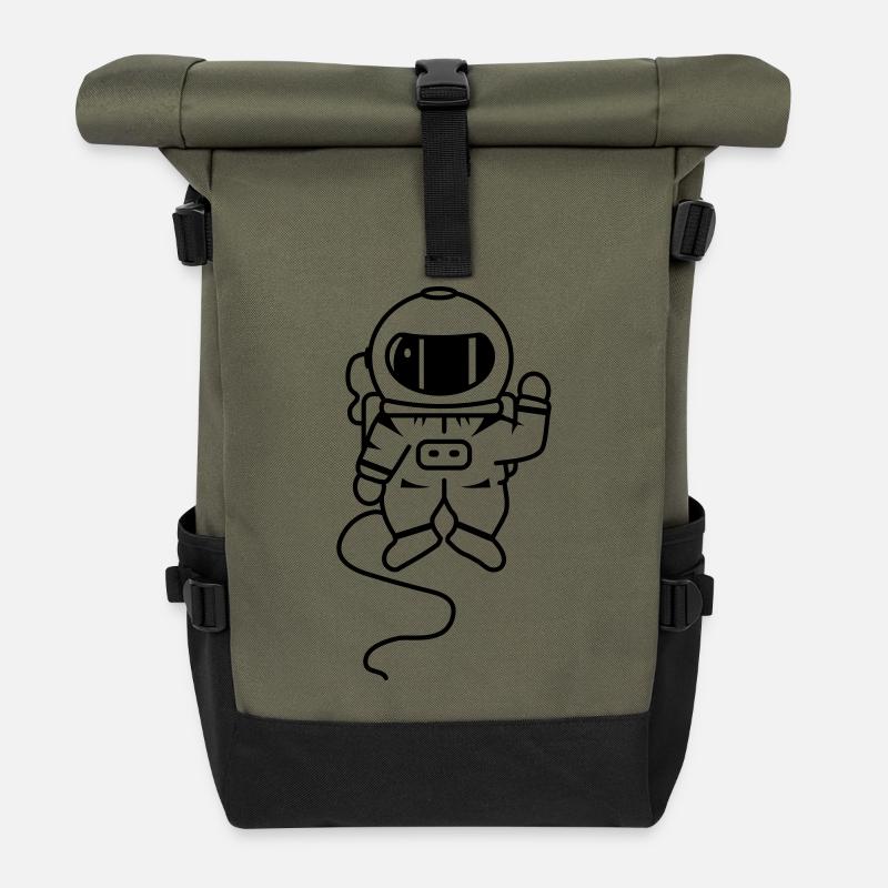 un astronaute dans l'espace - Sac à dos roll top - olive/noir