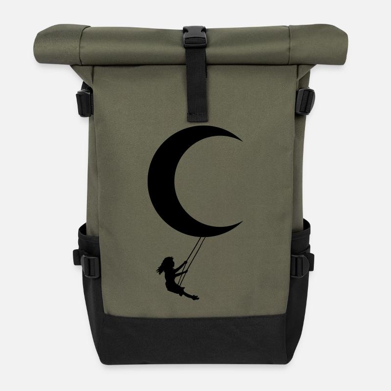 moon swing - Roll Top Backpack - olive/black