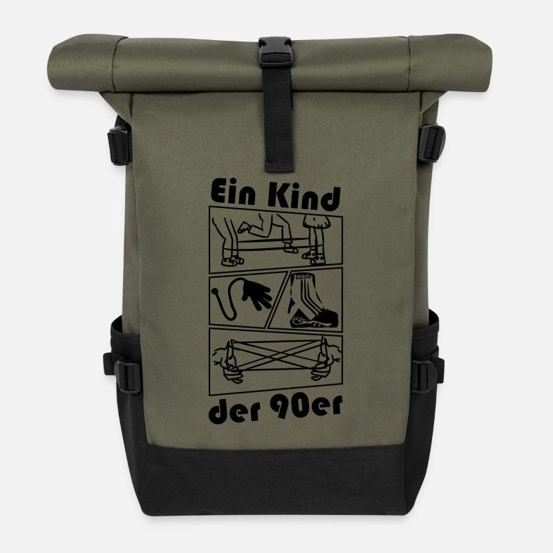 Ein Kind der 90er - Rolltop Rucksack - Olive/Schwarz