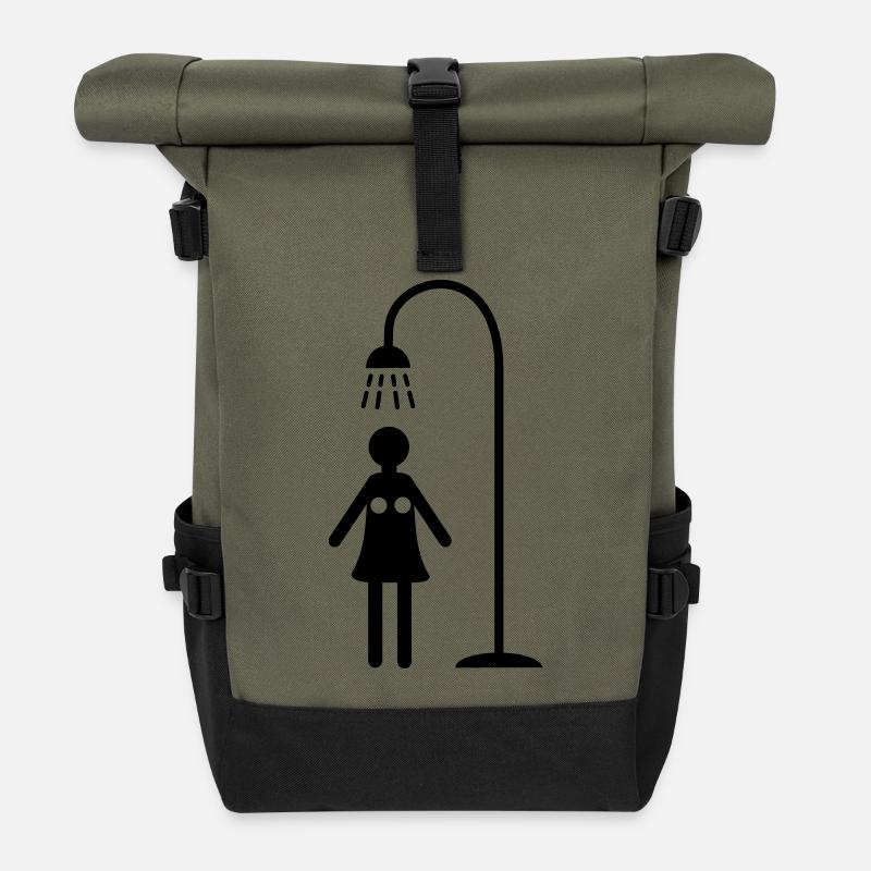 duschen hygiene lebensstil - Rolltop Rucksack - Olive/Schwarz