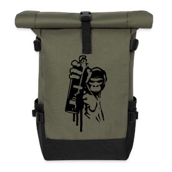sprayer gorille d’art de rue cool dans le style graffiti - Sac à dos roll top - olive/noir - Devant