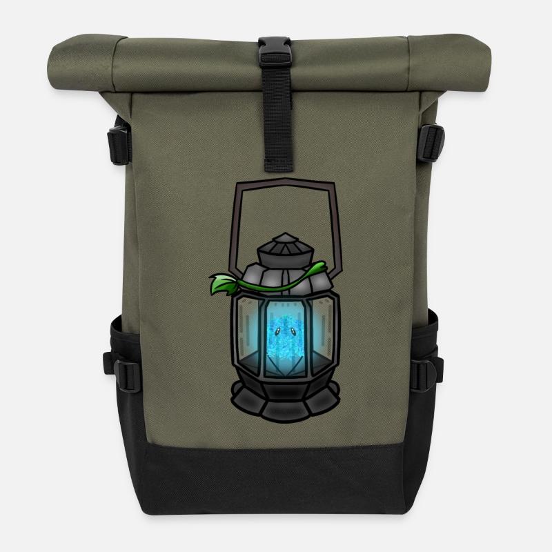 Poussy Sous Lanterne ! Von Pousse2Bambou ! - Rolltop Rucksack - Olive/Schwarz