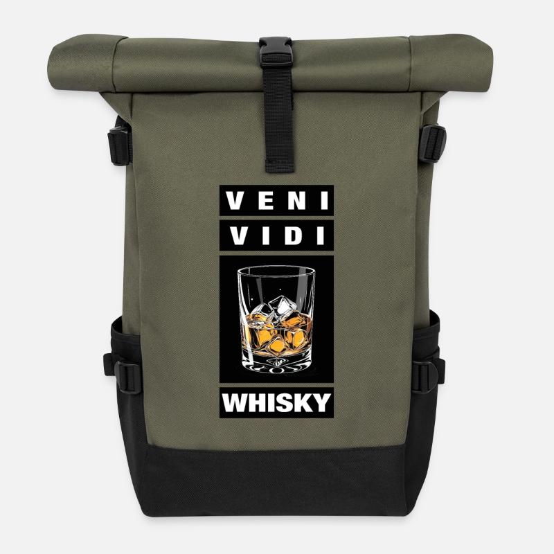 Veni Vidi Whisky - Roll Top Backpack - olive/black
